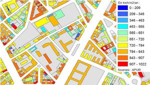 Le cadastre solaire parisien Image: Apur Source: www.lemoniteur.fr